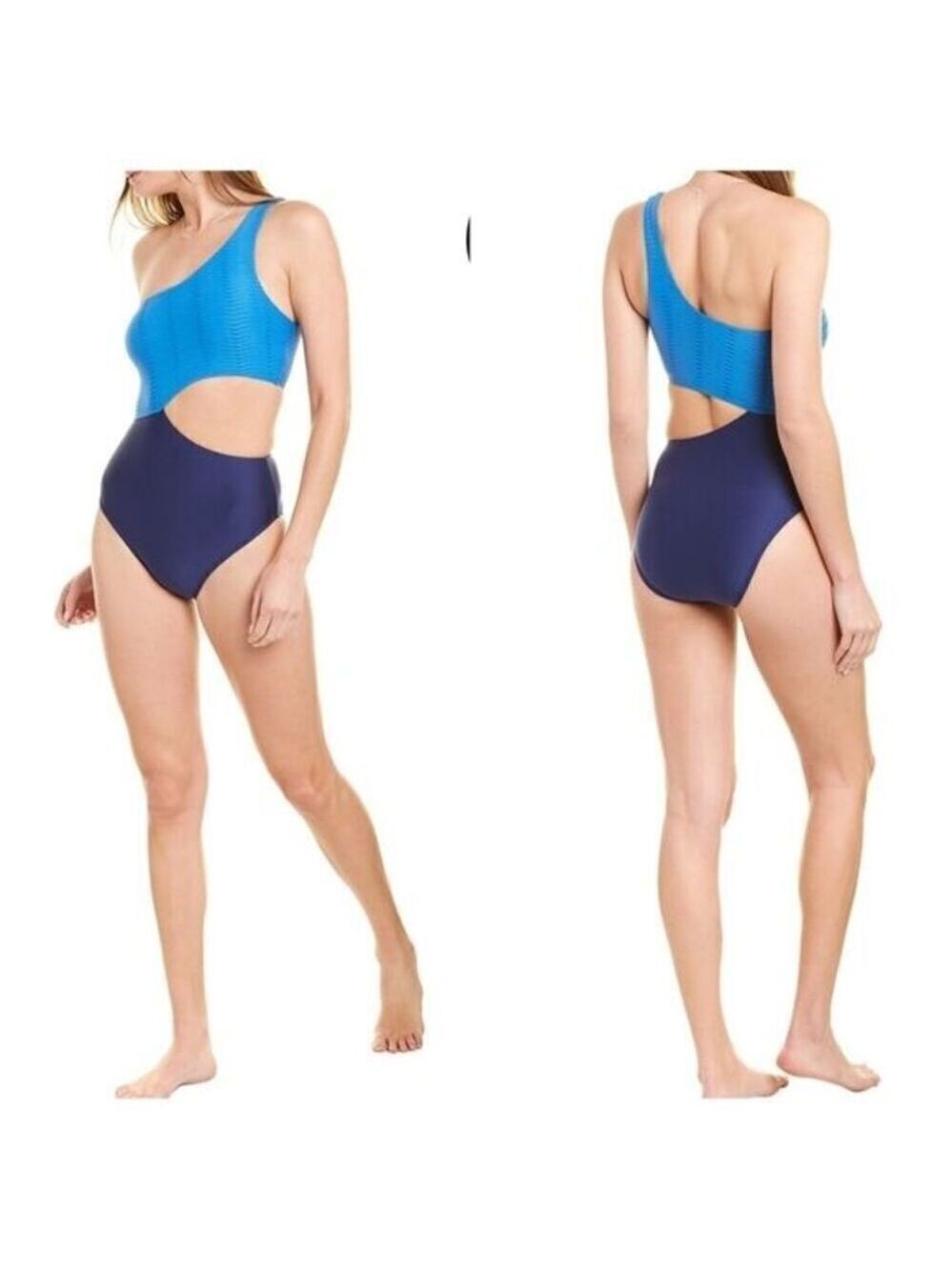Splendid Navy Asymmetrical One-Piece Swimsuit S NWT